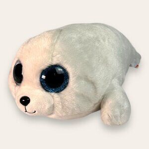 Ty Beanie Boo ICY White Seal PuP 12” 2016 Plush Blue Sparkling Eyes NWOT Mint